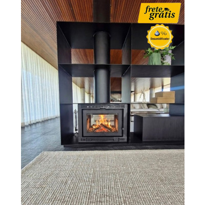 Calefator Inserto versão Bariloche Dupla Face com gaveta de cinza e a capacidade de aquecer até 150m² ou 320m³