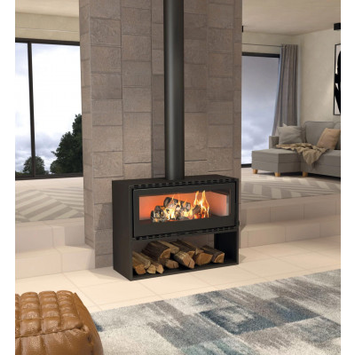 Calefator versão Parede 110cm Tripla combustão + Gaveta de cinza para aquecimento de até 572m³