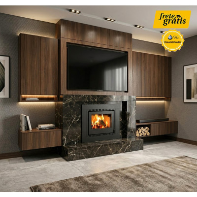 Calefator de Embutir 55cm com Tripla Combustão + gaveta de cinza + ventilação forçada por sensor de temperatura com capacidade para aquecer até 91m² ou 312m³