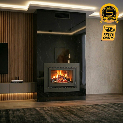 Calefator de Embutir 70cm com Tripla Combustão + gaveta de cinza + ventilação forçada por sensor de temperatura para aquecimento até 117m² ou 364m