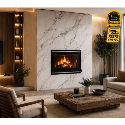 Calefator Gold de Embutir Prime 80cm Tripla combustão + Ventilação forçada + Calefação p/ aquecer outros cômodos capacidade de até 190m² ou 494m³